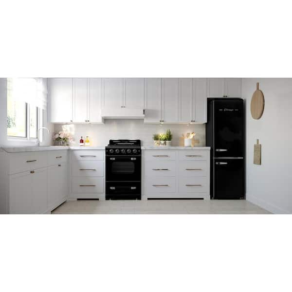 Classic Retro 21.6 in. 8.7 cu. ft. Retro Bottom Freezer Refrigerator in Midnight Black, ENERGY STAR