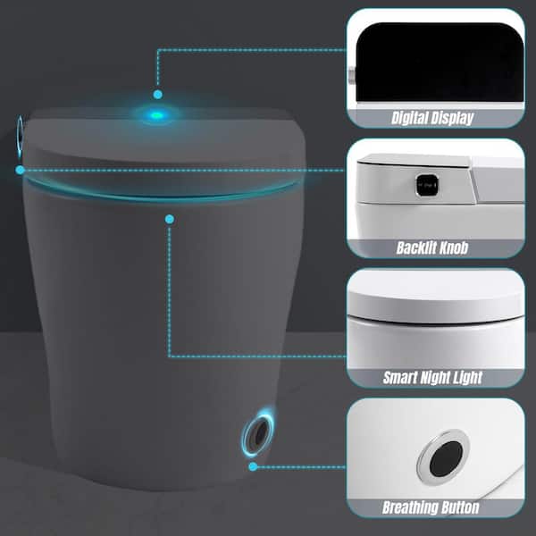HOMEMYSTIQUE Height Intelligent Bidet Toilet with Auto Features, Heated Seat & Remote Control
