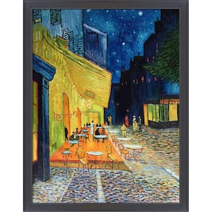 Cafe Terrace at Night by Vincent Van Gogh Gallery Black Framed Architecture Oil Painting Art Print 40 in. x 52 in.