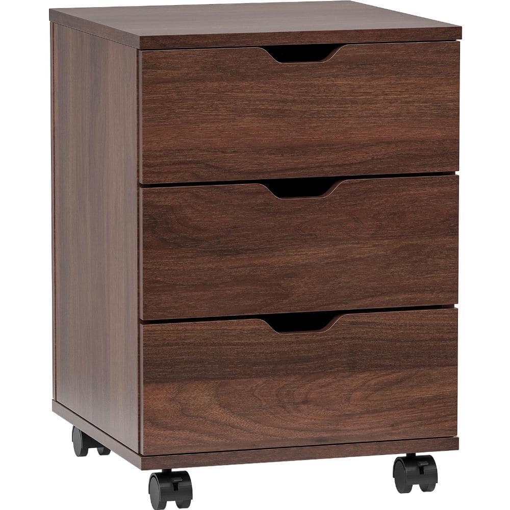 3-Drawer Vertical File Cabinet Rolling Wood Mobile Filing Cabinets Under Desk with Casters (Fully Assembled)in Brown price history on PriceWatchPro
