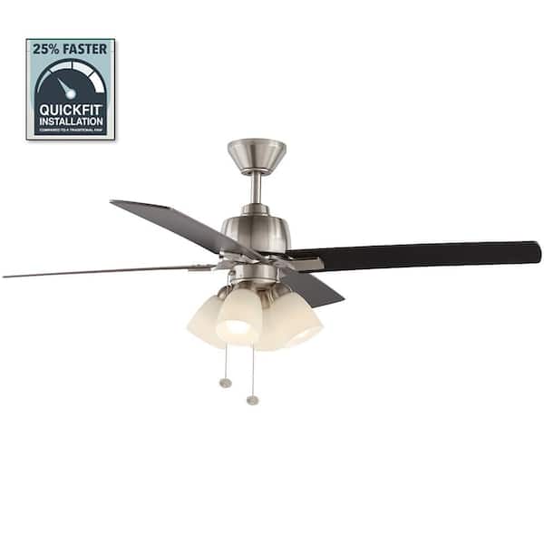 Hampton Bay Malone 54 in. LED Brushed Nickel Ceiling Fan with Light Kit