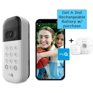 myQ Smart Wireless Garage Door Video Keypad Plus 2nd Rechargeable Battery and Smart Garage Control