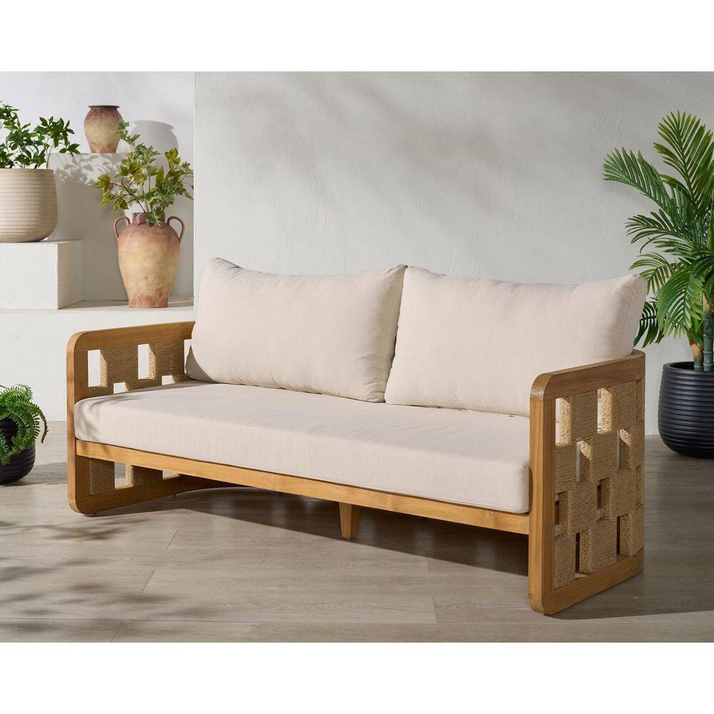 Skipper Wood Outdoor Couch with Beige Cushions price history on PriceWatchPro