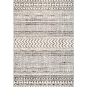 Catherine Henna Tribal Bands Gray 9 ft. x 12 ft. Area Rug