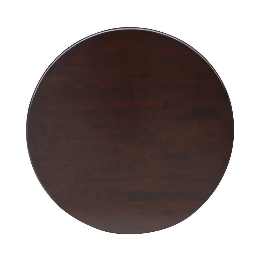30" Round Rich Mocha Wood Pedestal Dining Table