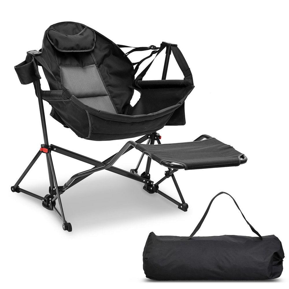 Hammock Camping Chair Black Mesh Fabric Chair with Retractable