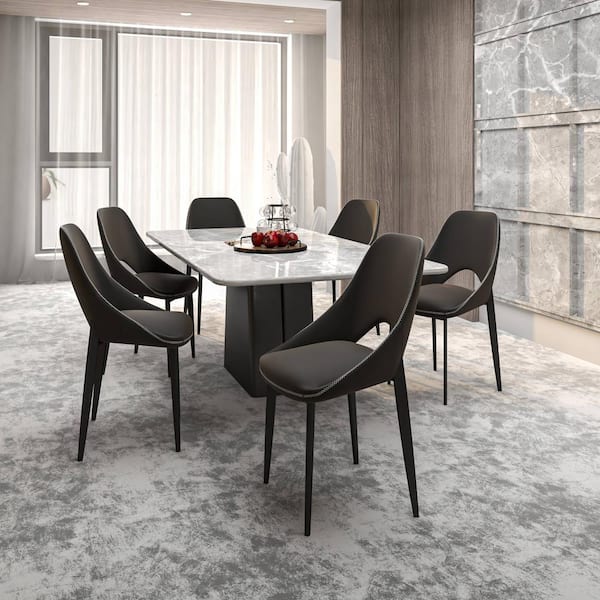 Amalfi Charcoal Upholstered Modern Dining Chair with Metal Legs Open Back Accent Chair for Dining