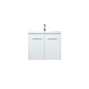 Timeless Home 24 in. W Single Bath Vanity in White with Quartz Vanity Top in Ivory with White Basin