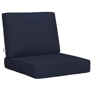 23 in. x 24 in. x 18 in. x 23 in. 2-Piece Deep Seat Rectangle Outdoor Lounge Chair Cushion/Back Pillow Set in Dark Blue