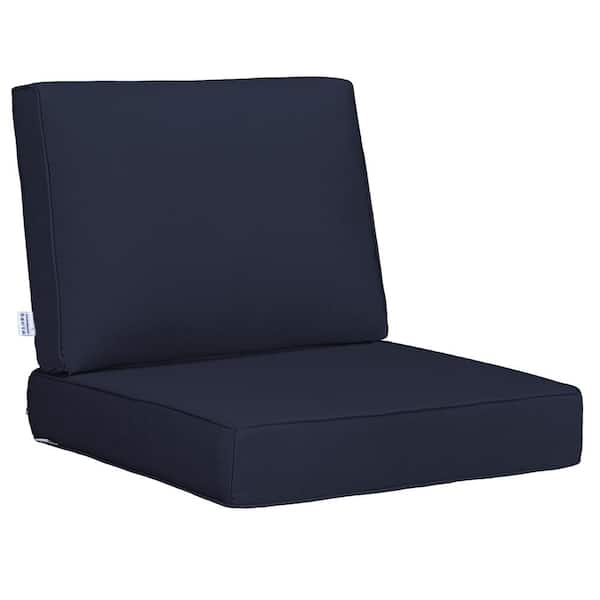 Uixe 23 in. x 24 in. x 18 in. x 23 in. 2-Piece Deep Seat Rectangle Outdoor Lounge Chair Cushion/Back Pillow Set in Dark Blue