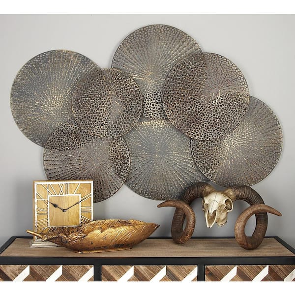 Litton Lane 48 in. x  34 in. Metal Black Overlapping Perforated Plate Wall Decor