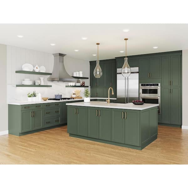 Designer Series Melvern 36 in. W x 21 in. D x 34.5 in. H Assembled Shaker Full Height Door Bath Cabinet in Forest