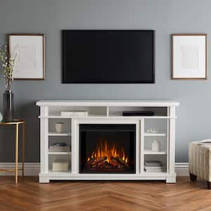 Belford 56 in. Freestanding Electric Fireplace TV Stand in White