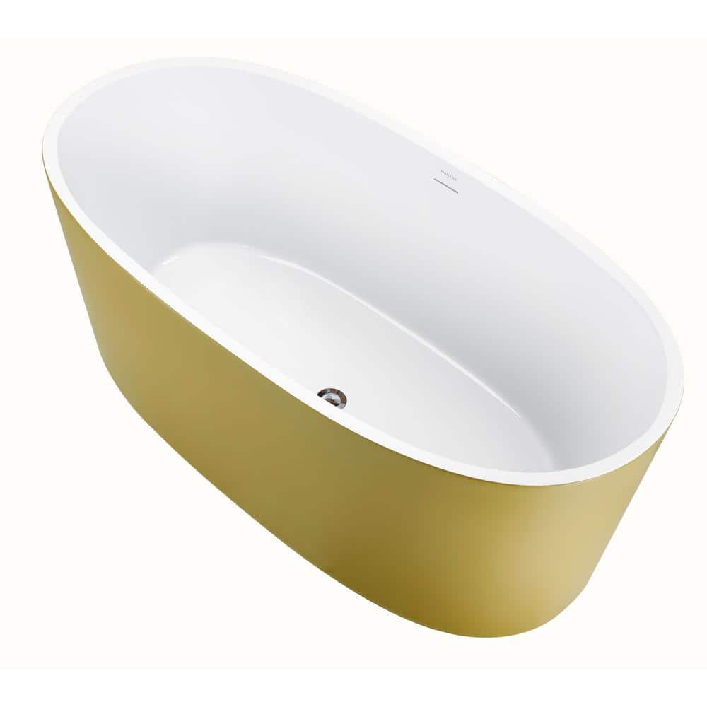 59 in. Acrylic Flatbottom NonWhirlpool Freestanding Bathtub in Gold Homedepot Walk in Tubs CA