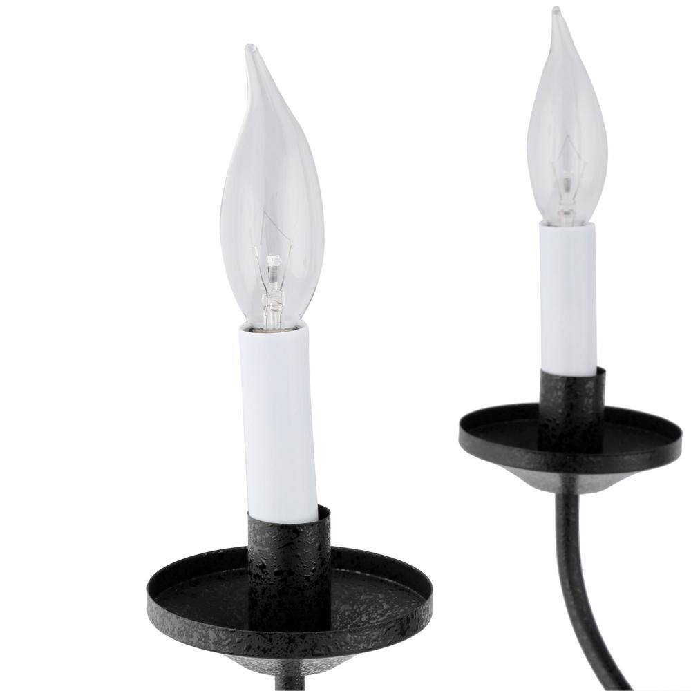 Trinity Textured Black 5-Light Chandelier with White Candle Covers