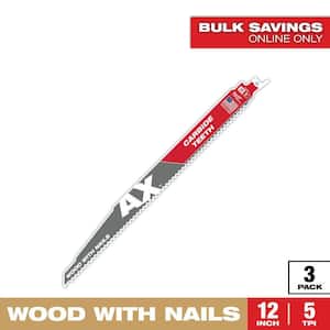 Milwaukee 12 in. 5 TPI AX Carbide Teeth Demolition Nail-Embedded