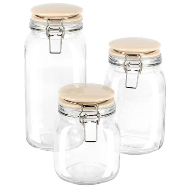 3pcs/set Glass Jars With Airtight Lid And Chalkboard Label, Glass Food  Storage Canister For Kitchen Or Bathroom - A Set Of 3 Cookie Jars, Can  Store Candy, Coffee, Flour, Sugar, Rice, Pasta