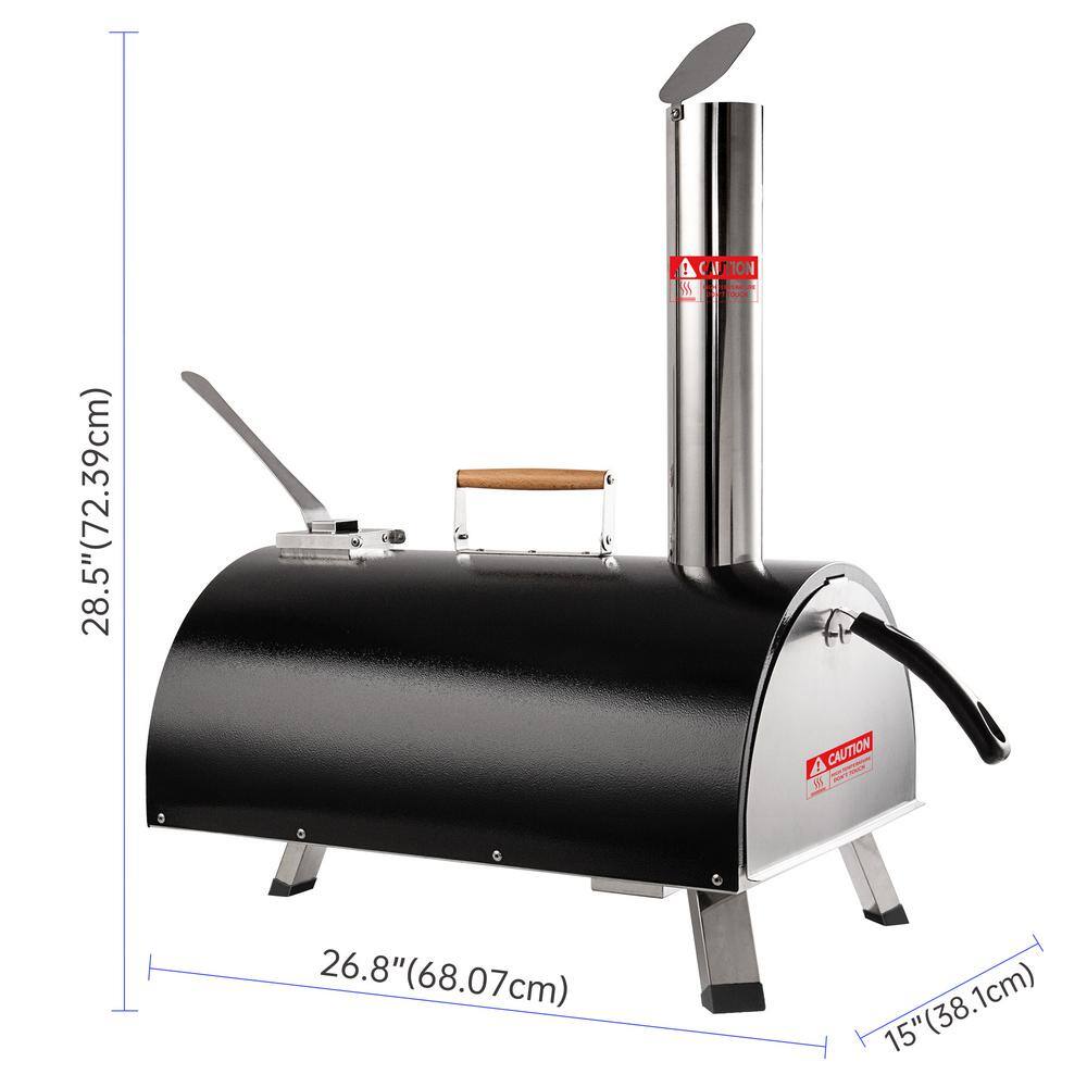 12-Inch Black Stainless Steel Outdoor Wood Fired Pizza Oven