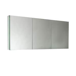 59 in. W x 26 in. H x 5 in. D Frameless Glass Recessed or Surface-Mount 4-Shelf Bathroom Medicine Cabinet