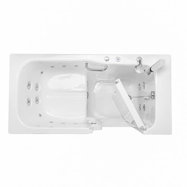 Standard 60 in. x 30 in. Right Drain Acrylic Walk-In Whirlpool Bathtub in White Inward Door, 2-Piece Faucet, Heated Seat