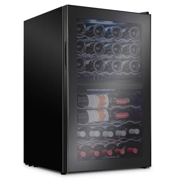 Ivation Dual Zone 43-Bottle Wine Cooler, Cellar Cooling Unit in Black, Freestanding Wine Fridge with Lock