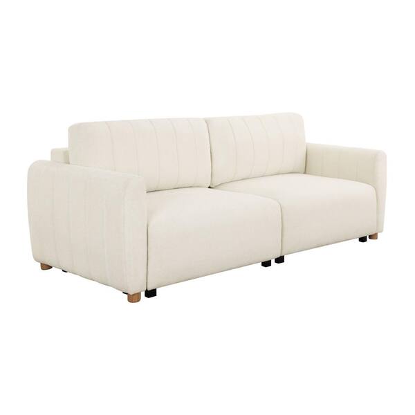 Serta Giles 91.7 in. Ivory Polyester Queen Size Convertible Sofa