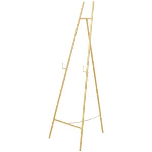 Gold Metal Tall Adjustable Minimalistic Display Stand Floor 3-Tier Geometric Easel with Chain Support