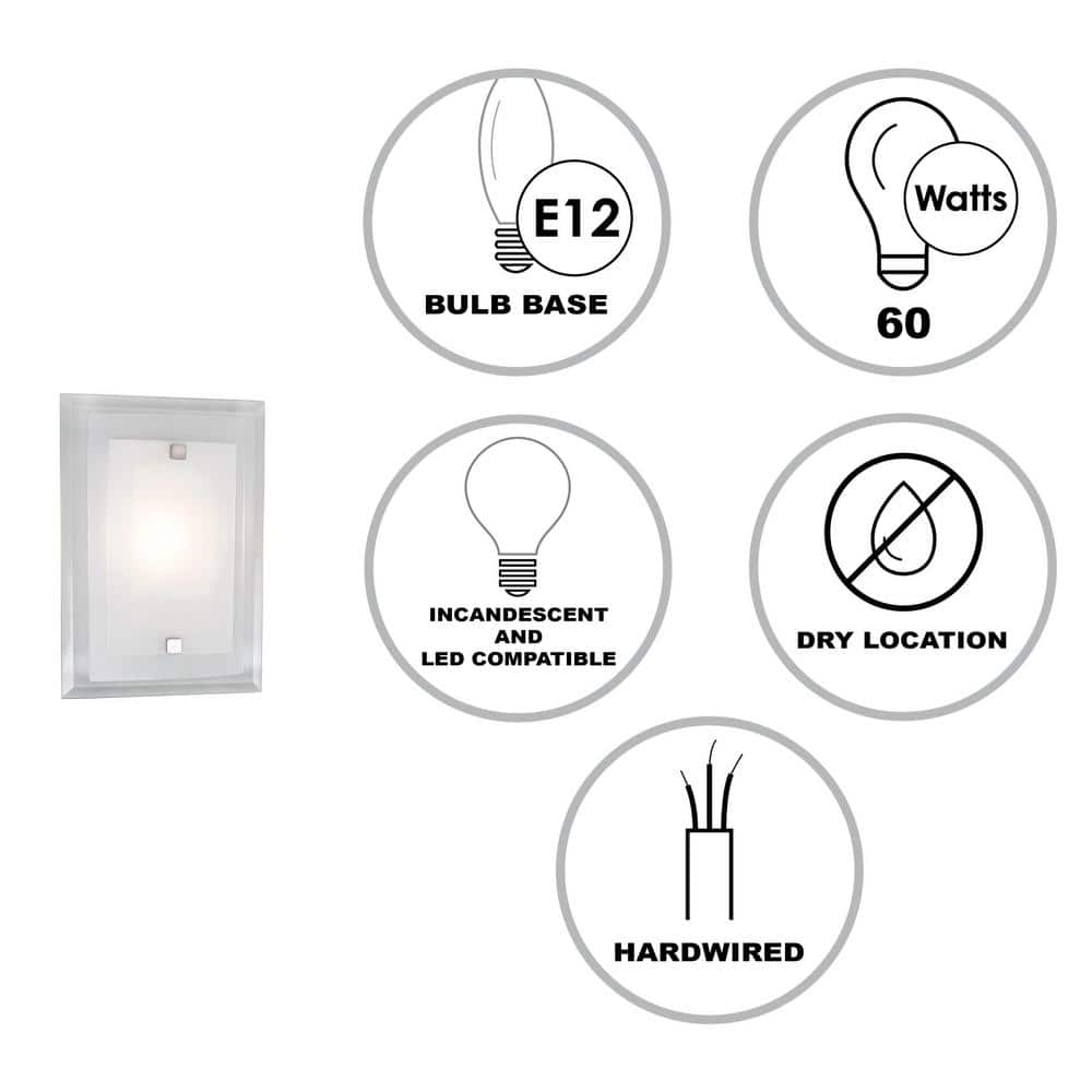 Elegant Dimmable Chrome Wall Sconce with Frosted Double-Glass