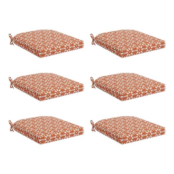 Hampton Bay 20 in. W x 20 in. D Universal Outdoor Seat Pad in Russet Geo Medallion (Set of 6)