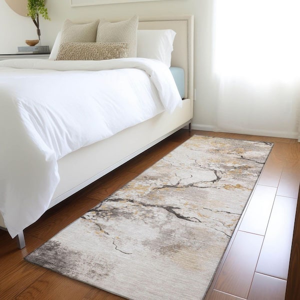 Chantille Machine Washable Indoor/Outdoor Abstract ACN1804 Putty 2 ft. 3 in. x 7 ft. 6 in. Runner Rug