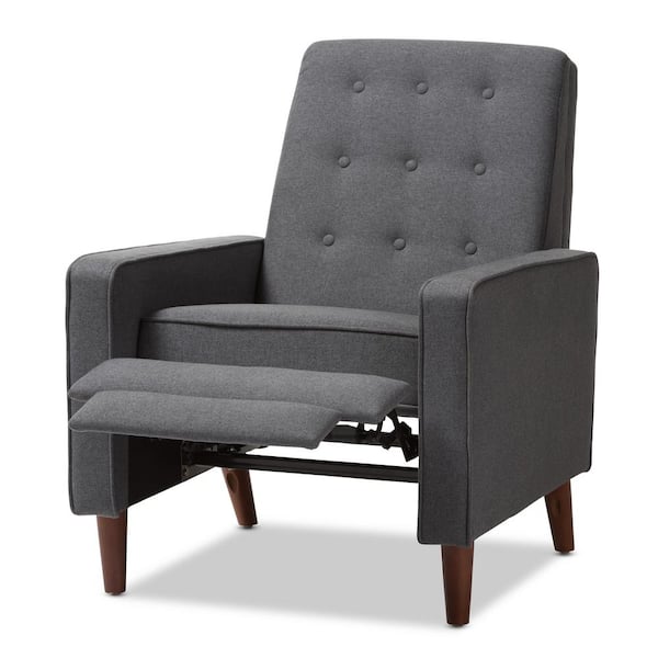 Baxton Studio Mathias Gray Fabric Upholstered Recliner