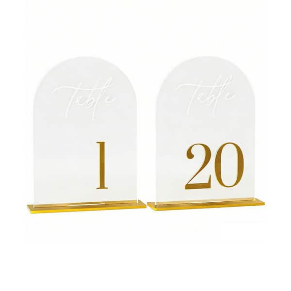 5 in. W x 7 in. H Gold Acrylic Napkins Wedding Table Numbers 1-20 with Stands Set of 20