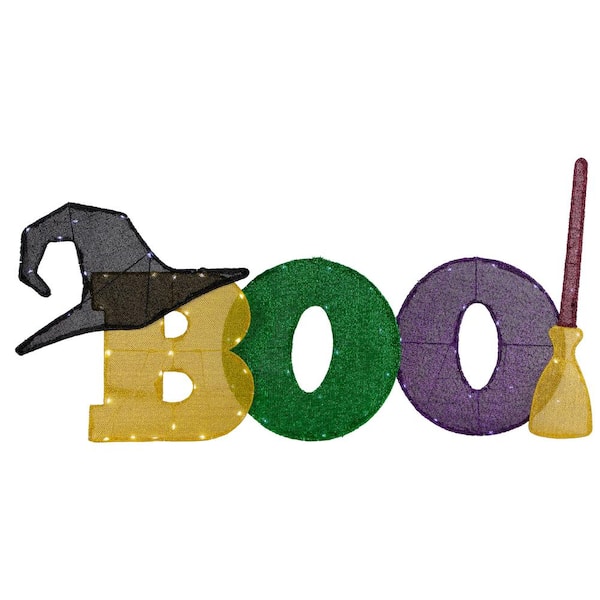 50 in. LED Lighted Tinsel 'Boo' Outdoor Halloween Decoration