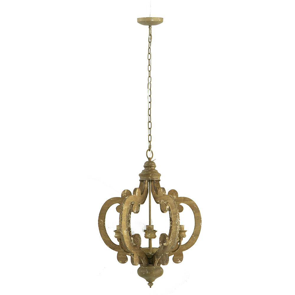 60-Watt 6-Light Beige Brown Wood Farmhouse Chandelier Pendant Light Fixture for Kitchen Foyer No Blub E12 price history on PriceWatchPro