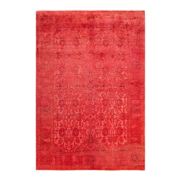 Solo Rugs Transitional One-of-a-Kind Contemporary Orange 6 ft. 0 in. x 8 ft. 8 in. Overdyed Area Rug