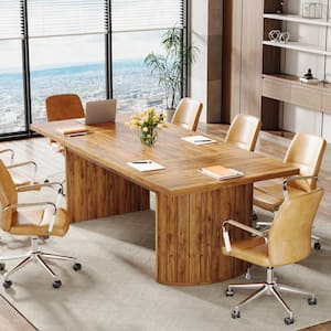 Capen 78.7 in.  Rectangular Light Brown Engineered Wood Computer Desk Conference Table