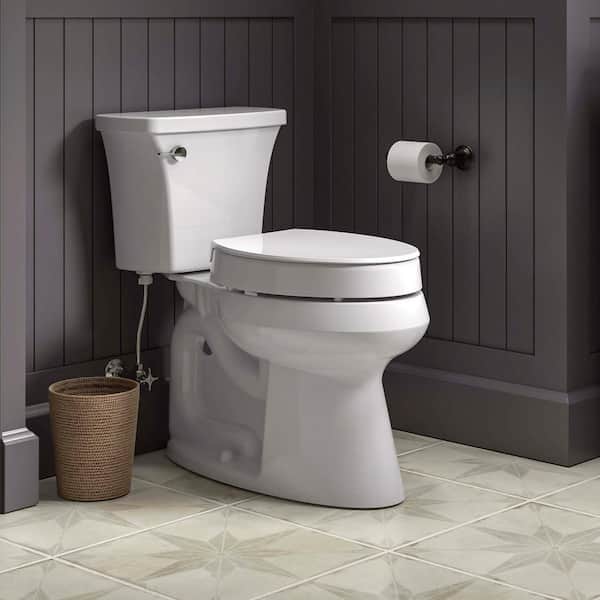 KOHLER Hyten Elevated Quiet-Close Elongated Closed Front Toilet Seat in White