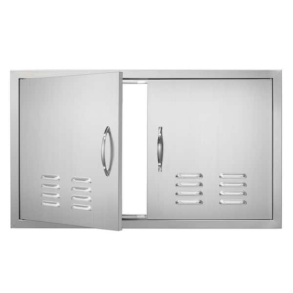 Outdoor Kitchen Doors 36 in. W x 21 in. H Stainless Steel Vented Double BBQ Access Door for BBQ Island