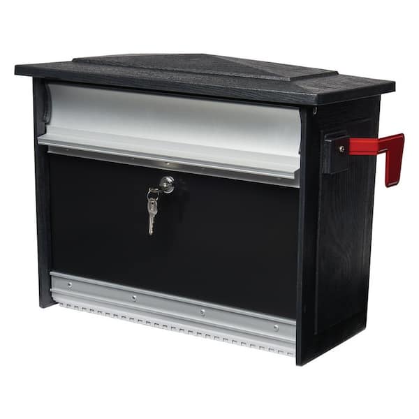 Architectural Mailboxes Mailsafe Black, Medium, Aluminum and Plastic, Locking, Wall Mount Mailbox