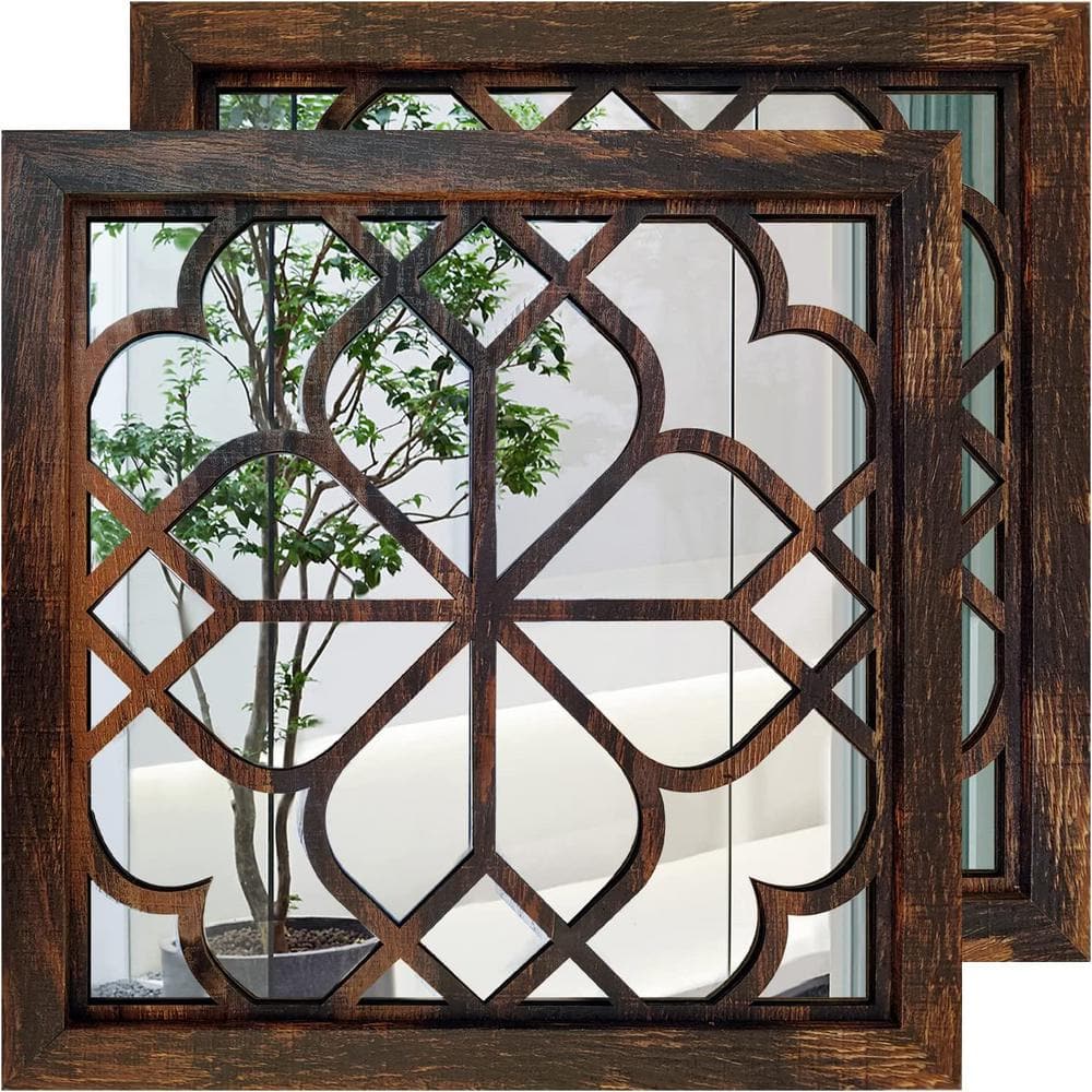 20 in. W x 20 in. H Square Framed Caramel Mirror 2 PCS
