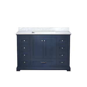 Dukes 48 in. W x 22 in. D Navy Blue Single Bath Vanity and Carrara Marble Top