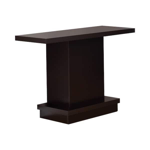 Coaster 40 in. Cappuccino Rectangle Wood Sofa Table with Pedestal Base