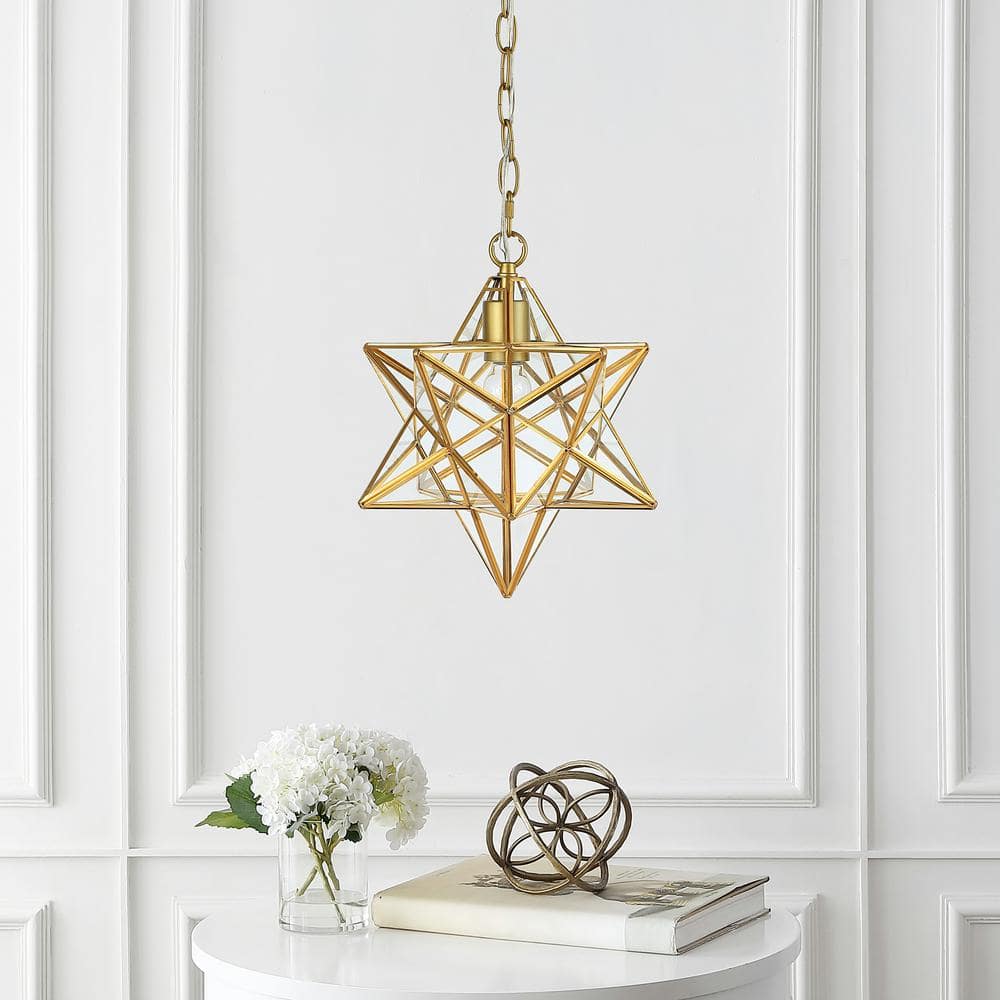 Stella Transitional Glam 12" Gold Leaf Iron LED Pendant