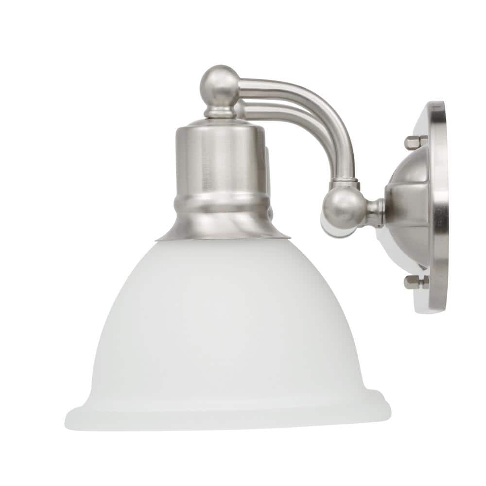 Madison Brushed Nickel 2-Light Wall Bracket with White Etched Glass