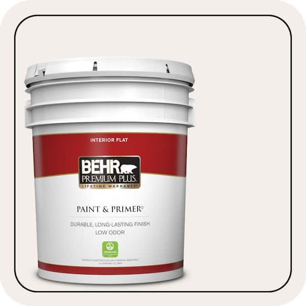 BEHR PREMIUM PLUS 5 gal. #ECC-56-2 White Feather Flat Low Odor Interior Paint & Primer