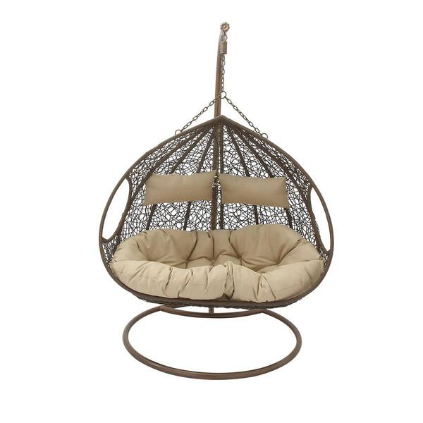 Litton Lane Brown Rattan Suspended Chaise Lounge