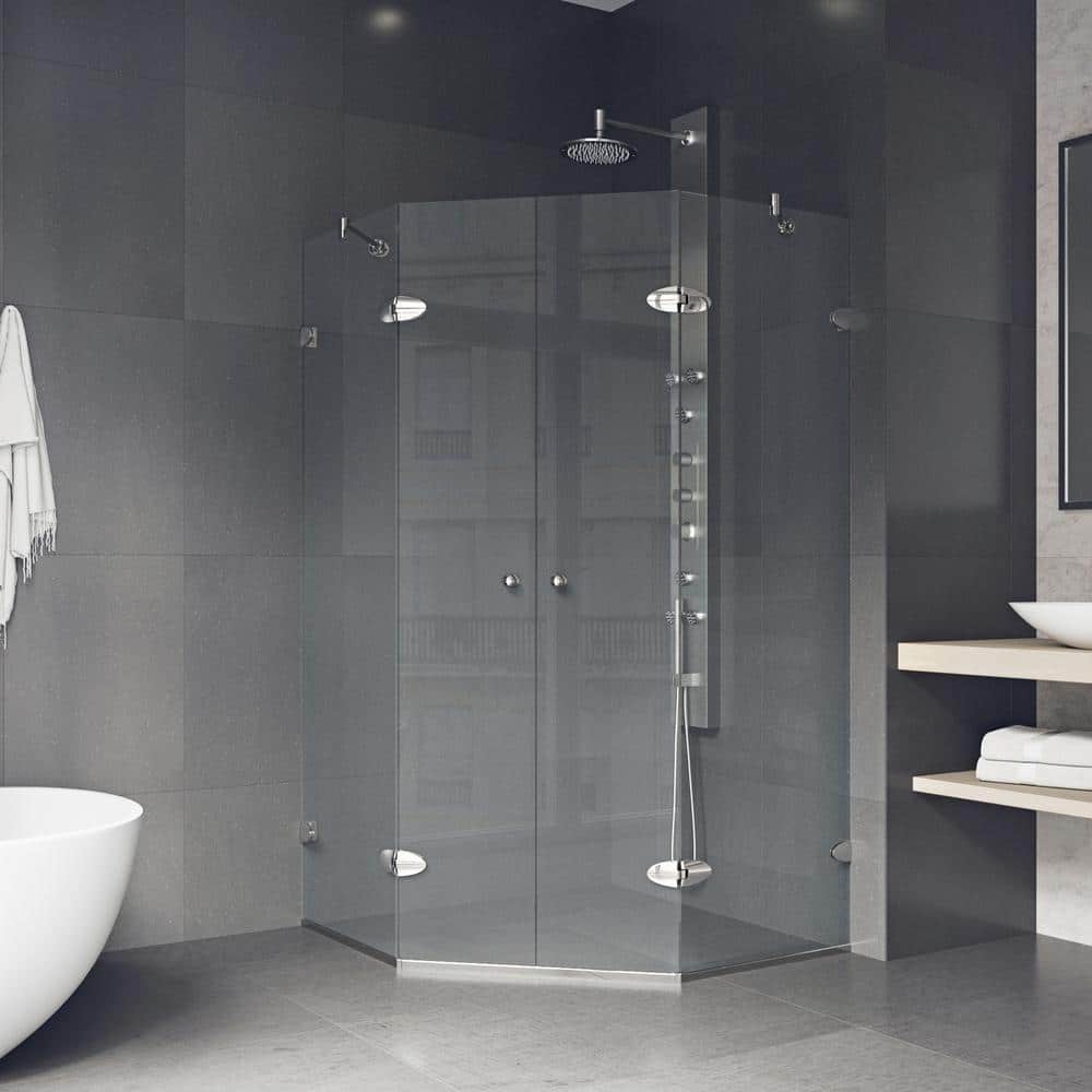 Gemini 47" Frameless Neo-Angle Shower Enclosure with Clear Glass