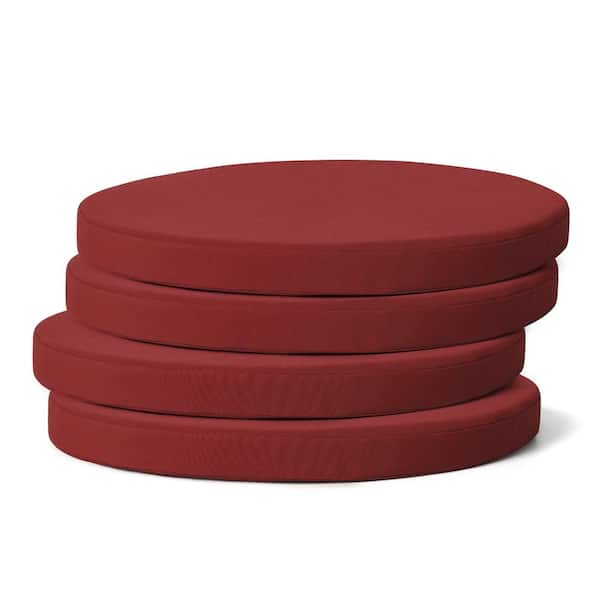 WESTIN OUTDOOR FadingFree (Set of 4) 16 in. Round Outdoor Patio Circle Dining Chair Seat Cushions in Red