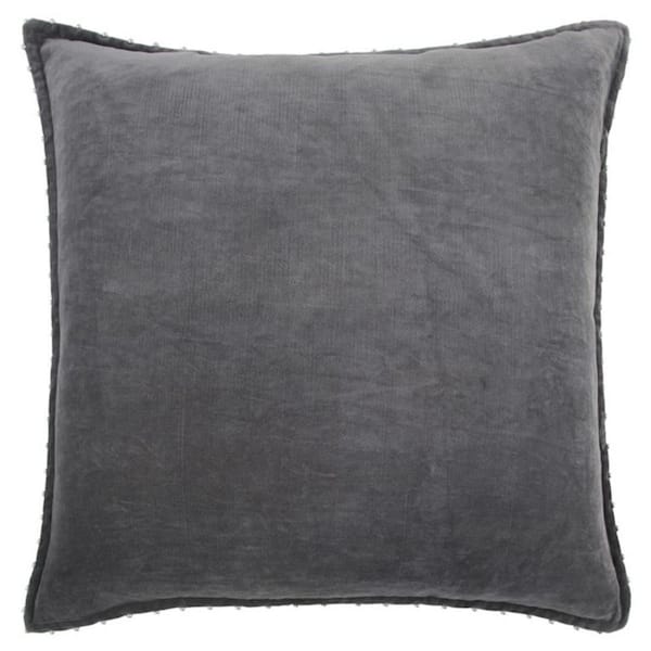 Gray Solid Polyester 22 in. x 22 in. Throw Pillow