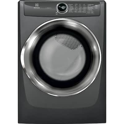 8.0 cu. ft. Front Load Perfect Steam Electric Dryer with LuxCare Dry and Instant Refresh in Titanium